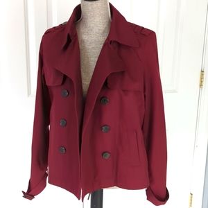 Banana Republic Cropped Trench, Wine, Size S, EUC
